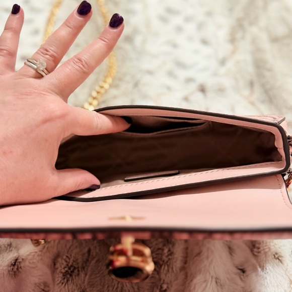 NWOT Michael Kors Mila Pink Snakeskin crossbody Messenger Clutch Purse - Picture 11 of 11